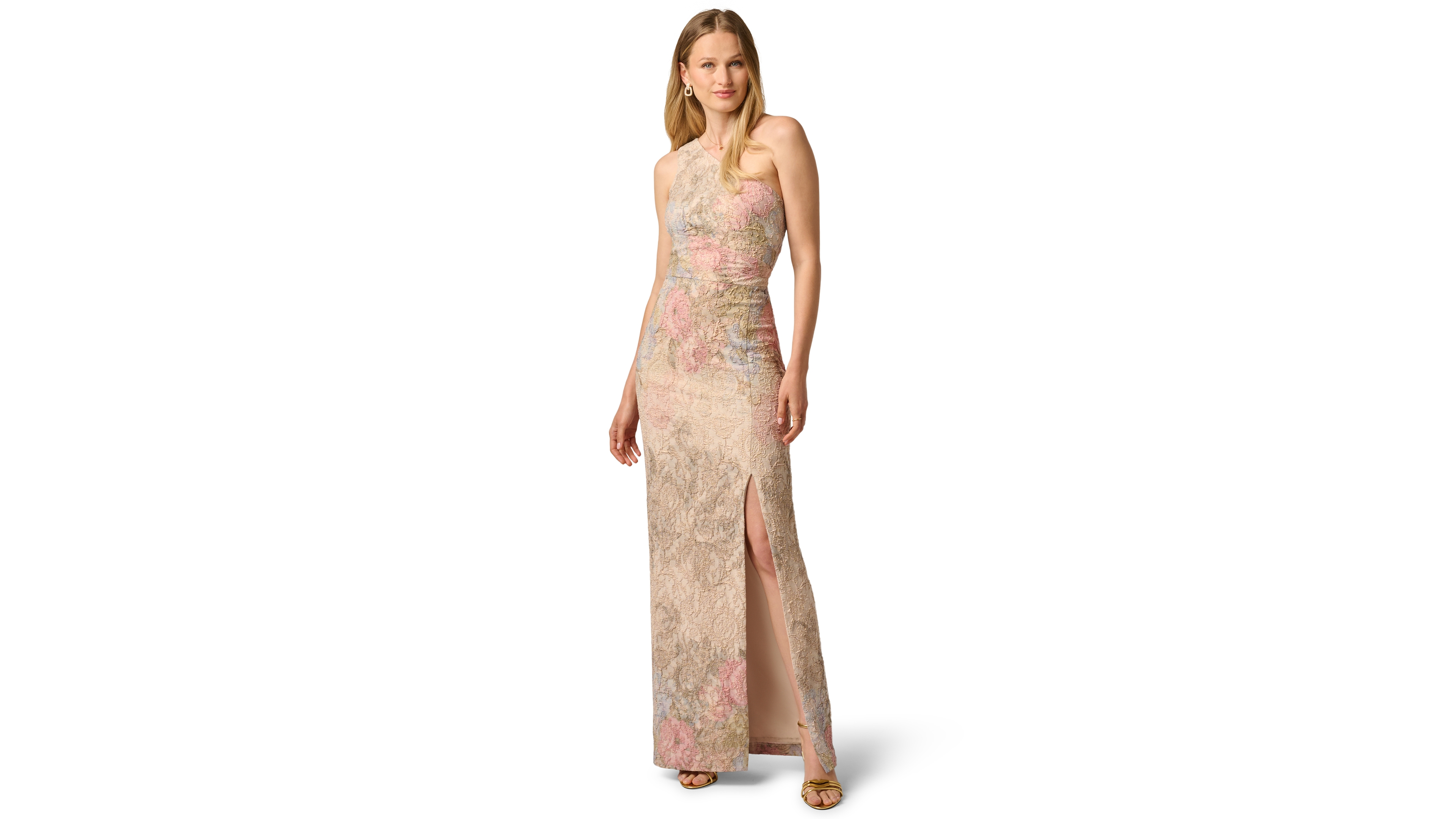 Adrianna Papell Women's One Shoulder Floral Printed Gown