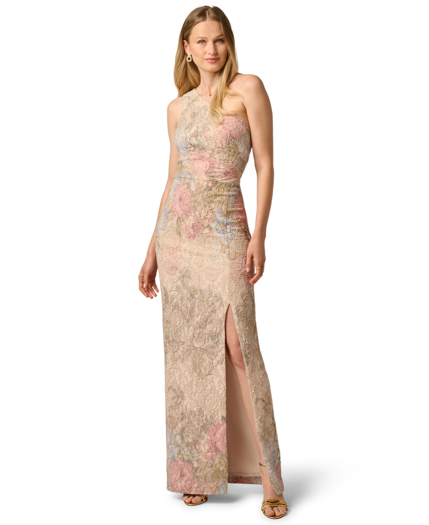 Women's One-Shoulder Floral Printed Gown