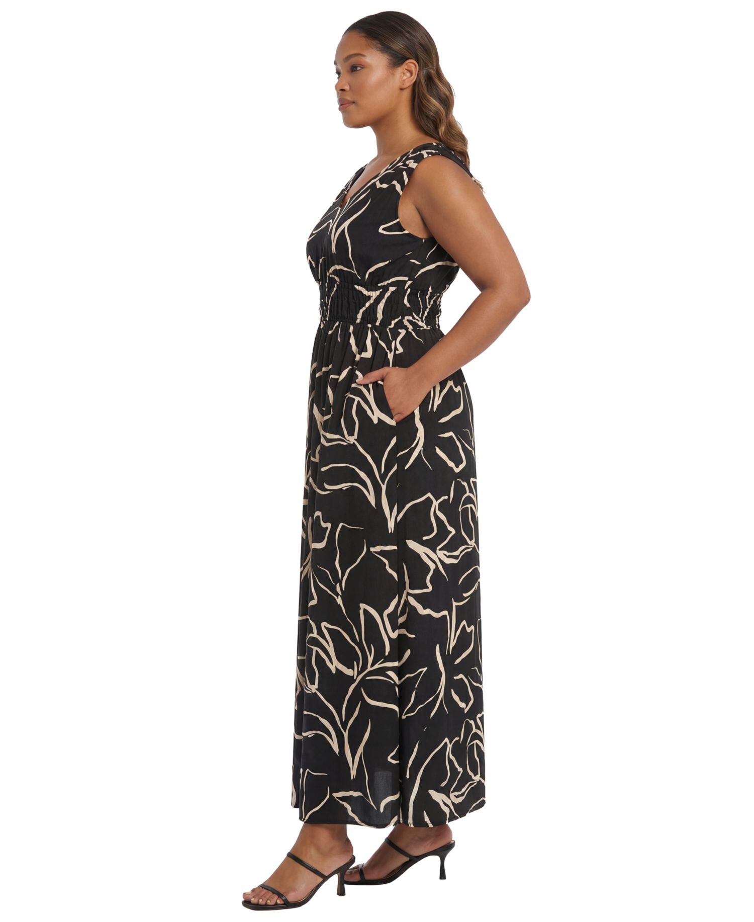 Plus Size Smocked Waist Printed Dress