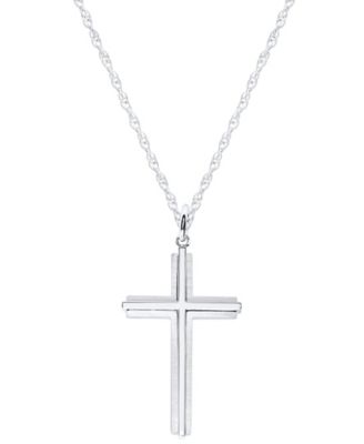 Men's Struck Cross Pendant Necklace in Sterling Silver