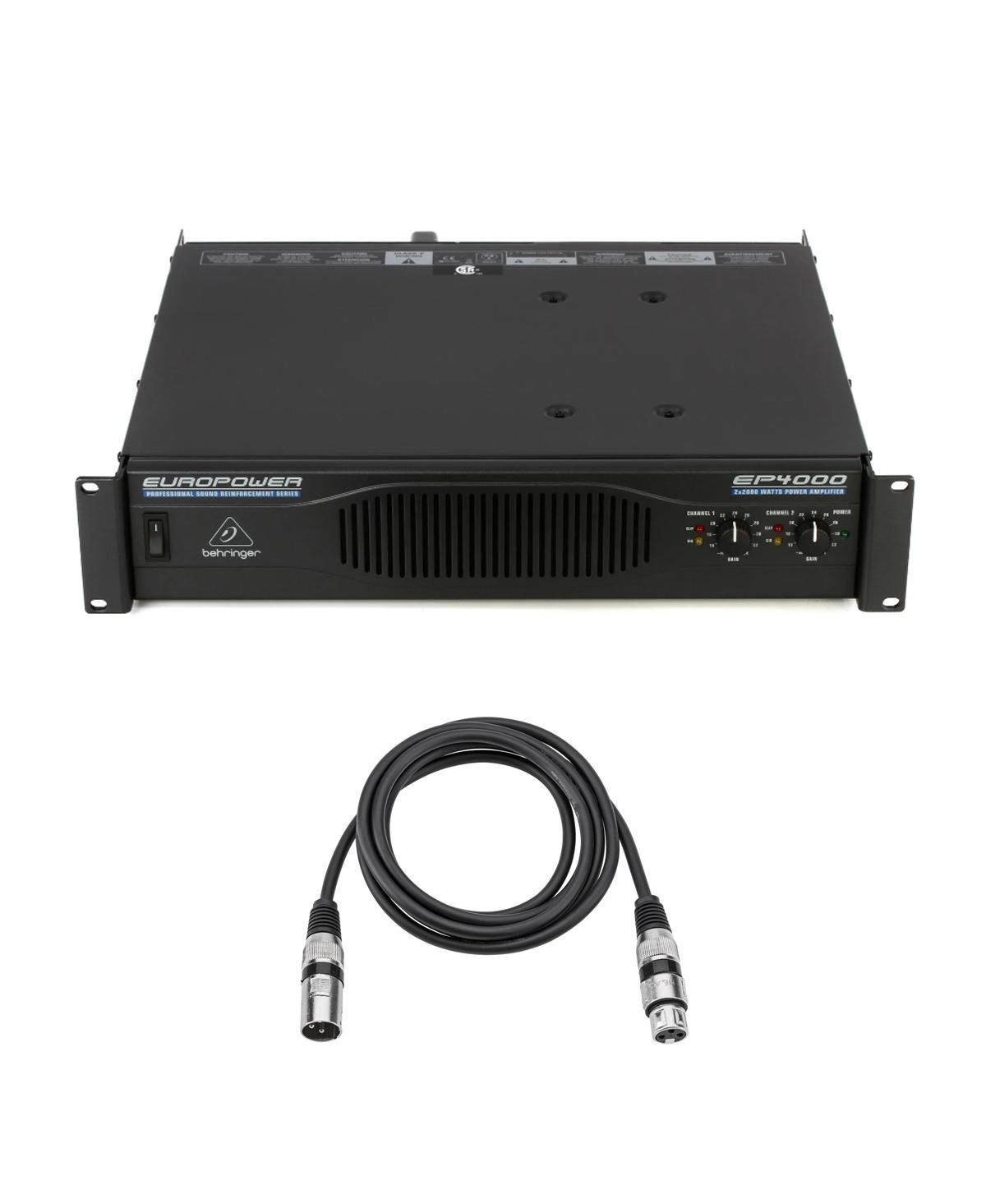 Behringer EP4000 4000W Professional Stereo Power Amplifier with Xlr Microphone Cable
