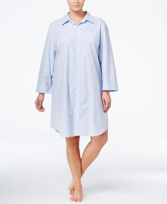 Lauren Ralph Lauren Plus Size Boyfriend Sleepshirt & Reviews - All Pajamas,  Robes & Loungewear - Women - Macy's