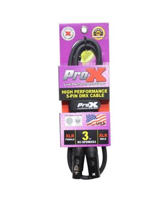 XC-5PDMX03 3' 5-Pin DMX XLR5-M to XLR5-F High Performance Cable