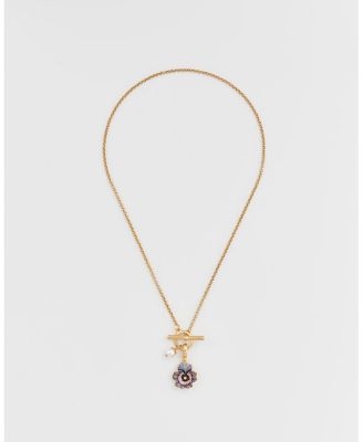 Pansy and Pearl Toggle Necklace