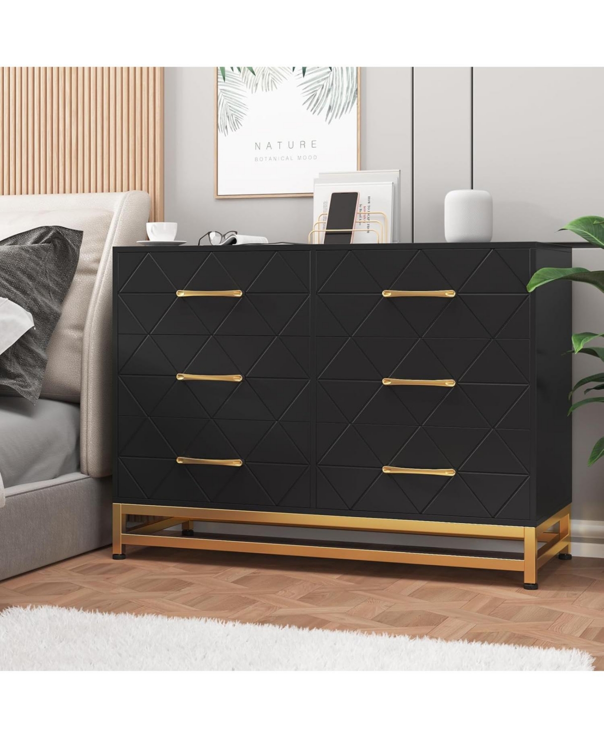 gaomon 6-Drawer Tall Dresser, Soft-Close Glides, 28.7" H, Anti-Tip