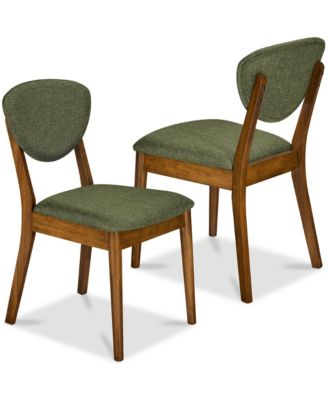 2-Piece Mid-Century Modern Wood and Upholstered Dining Chair Set