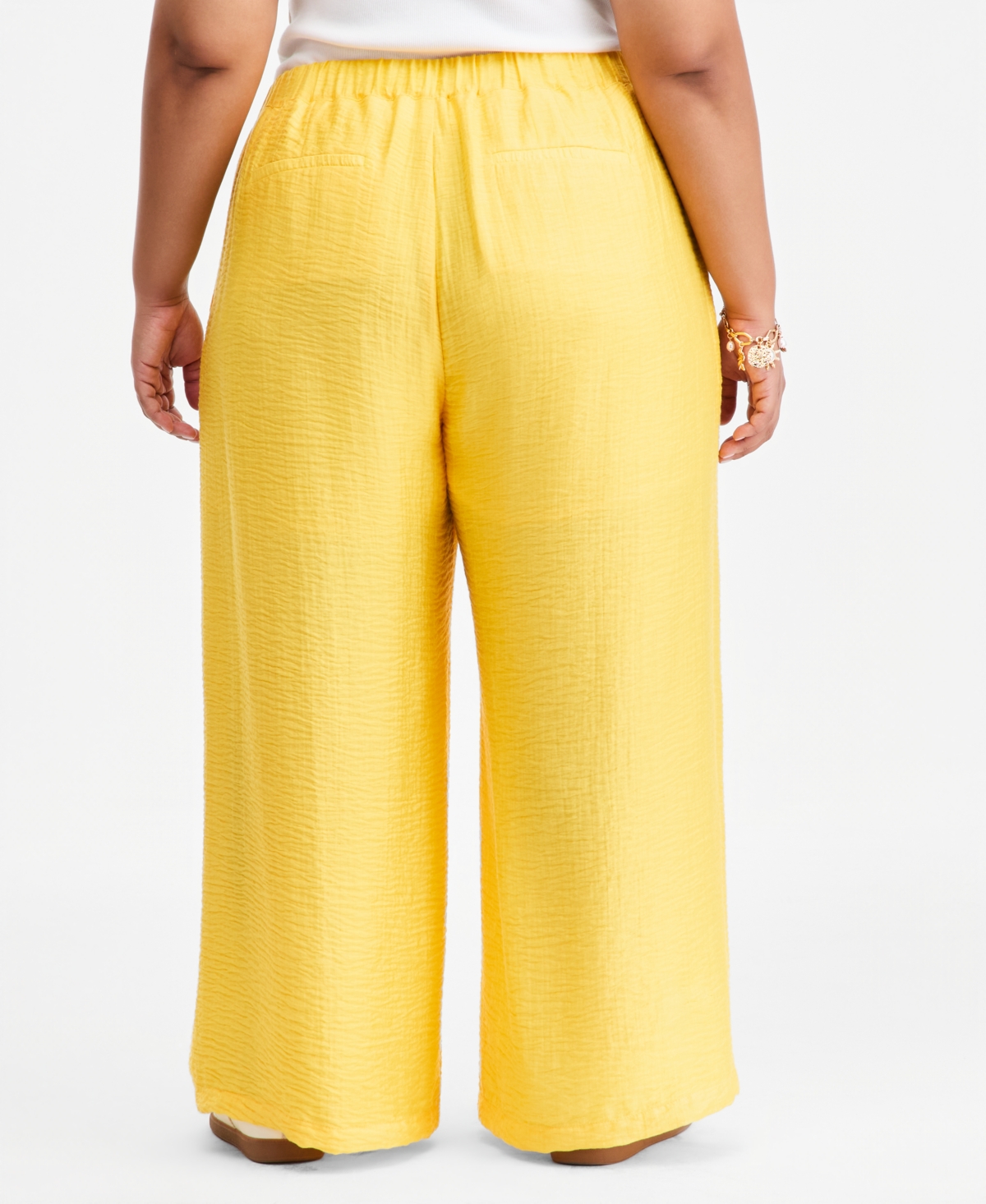 On 34th Trendy Plus Pull-On Pintucked Gauze Pants, Macy's Exclusive