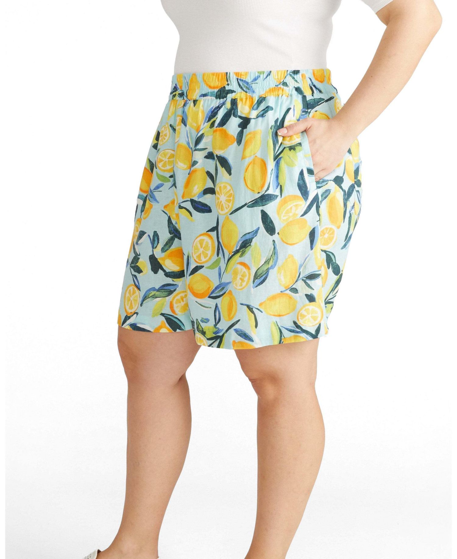 Women's Plus Size Juniper Linen Easy Pull-On Shorts