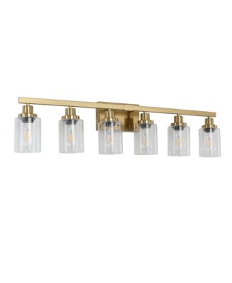 37-Inch 6-Light Vanity Light with Clear Glass Shades, Modern Iron Bathroom Wall Fixture for Mirror No Bulbs