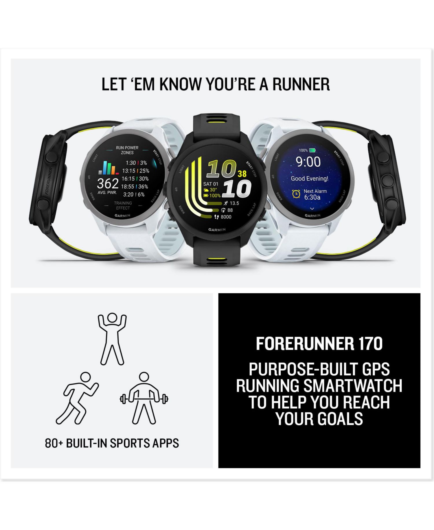Forerunner 170 GPS Running Heart Rate Smartwatch, Silicone, 43mm