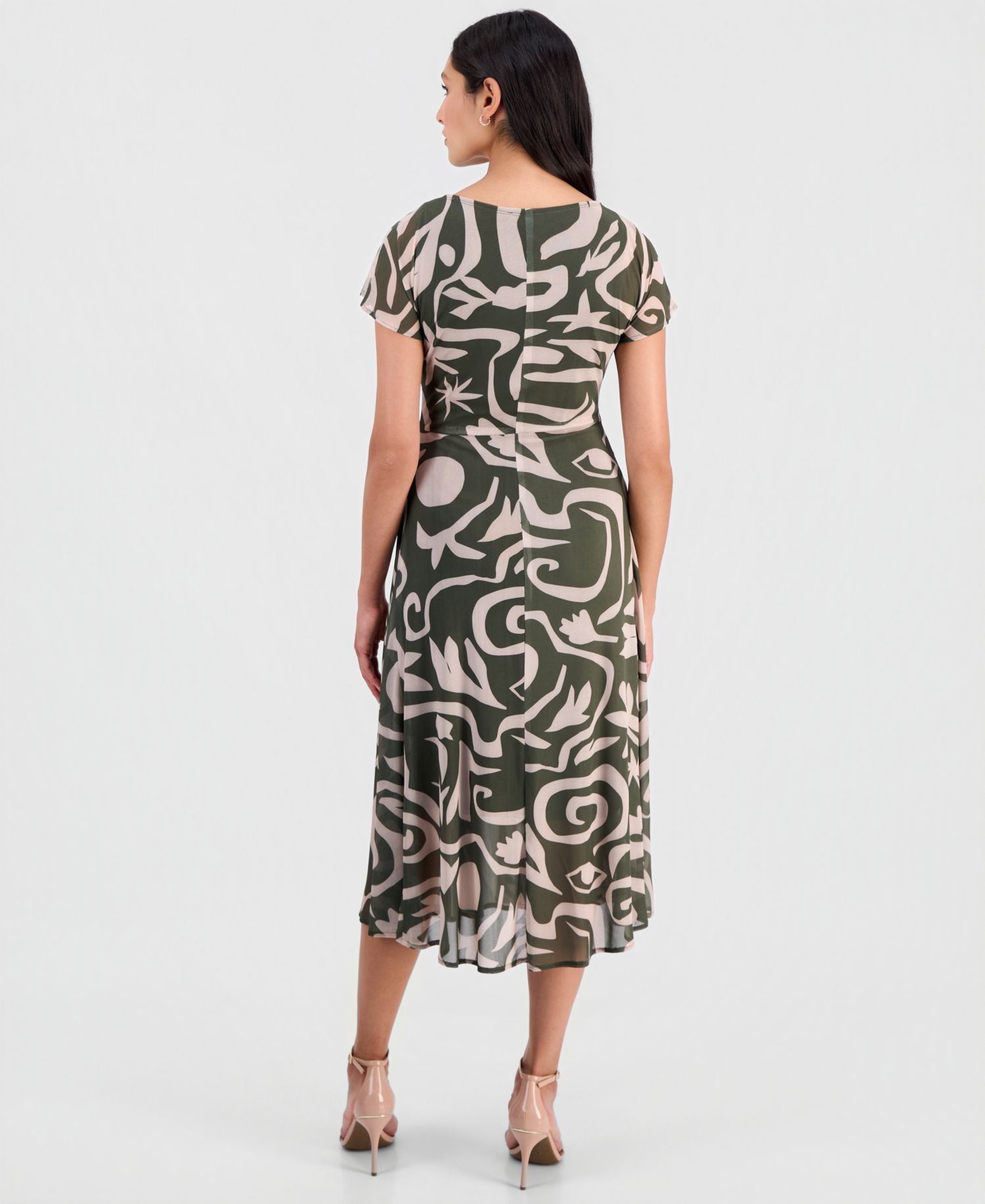 Women's Printed Tie-Front Dolman-Sleeve Dress