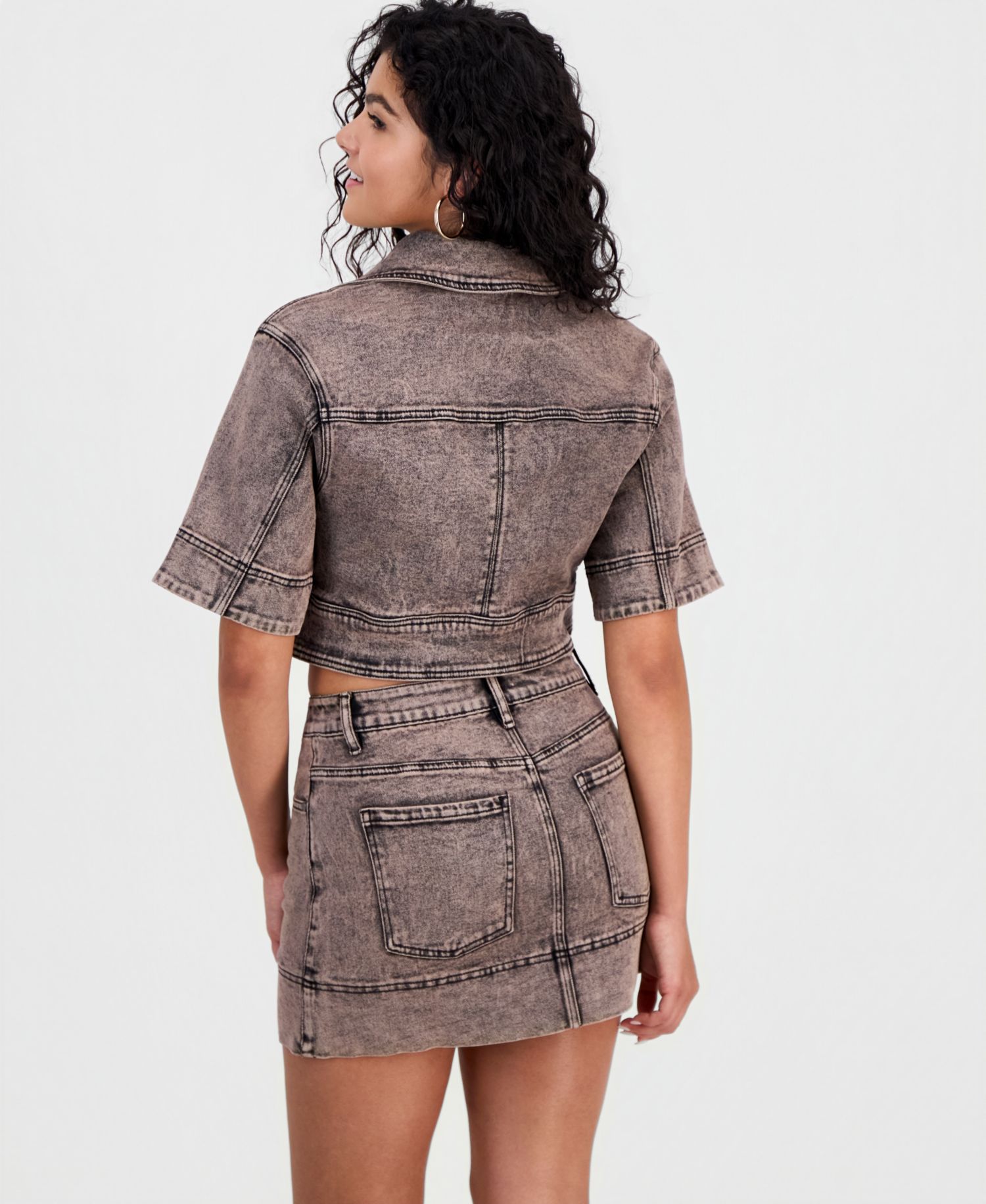 Women's Dirty Denim Elbow-Sleeve Shirt
