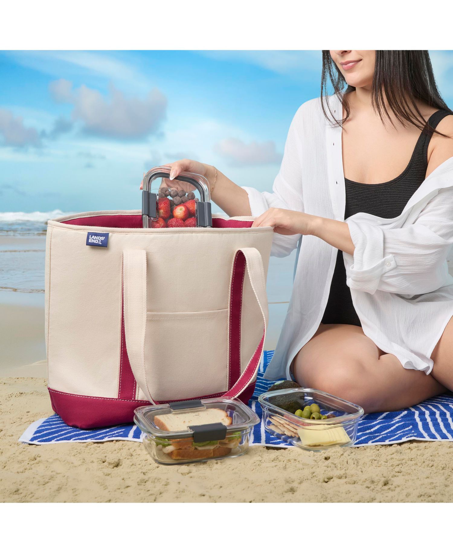 Insulated Tote Bag with Zip Closure, Large Cooler Bag for Travel, Pool, and Park