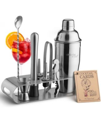 Bartender Kit 9-Piece Bar Set Cocktail Shaker Set with Elegant Metal Stand