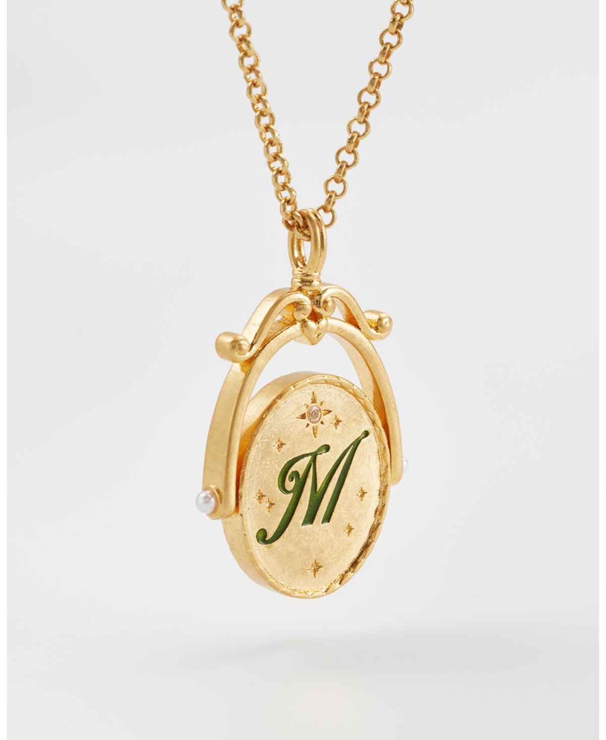 Fable England M Initial Magnolia Spinner Chain Necklace