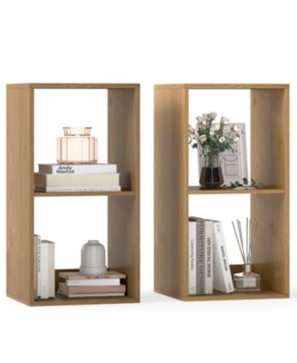 2PCS 2-Cube Bookcase w/ Anti-tip Kit 2-Tier Open Back Bookshelf for Bedroom
