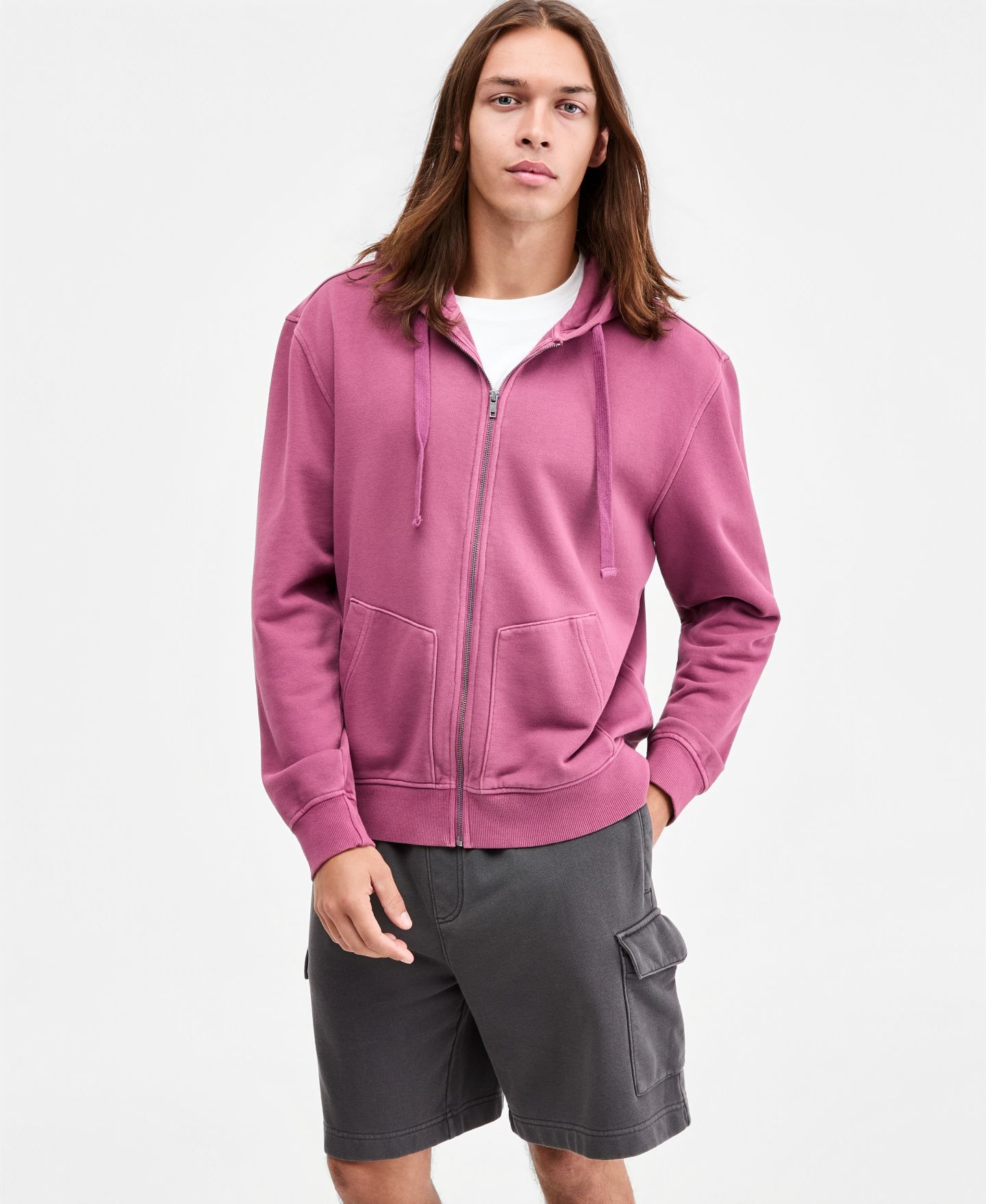 Мужское худи Sun + Stone Explore Graphic Zipper Hooded, цвет: Чёрный — фото 1