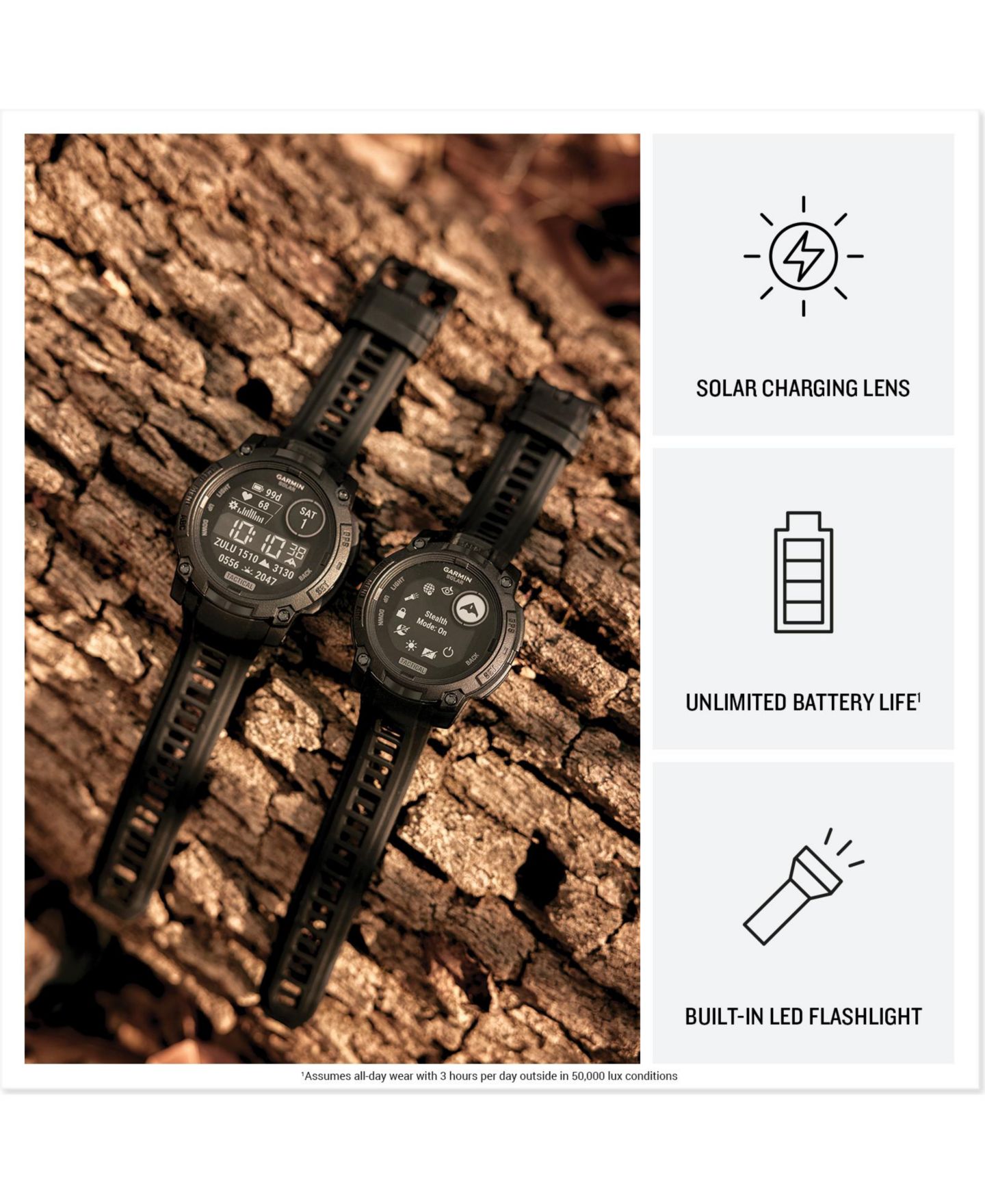 Умные GPS-часы Garmin Instinct 3 Amoled, 50 мм, защищённые, Black/Charcoal — фото 5