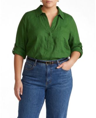 Women's Plus Size Button Back Stretch Cupro Polo Shirt