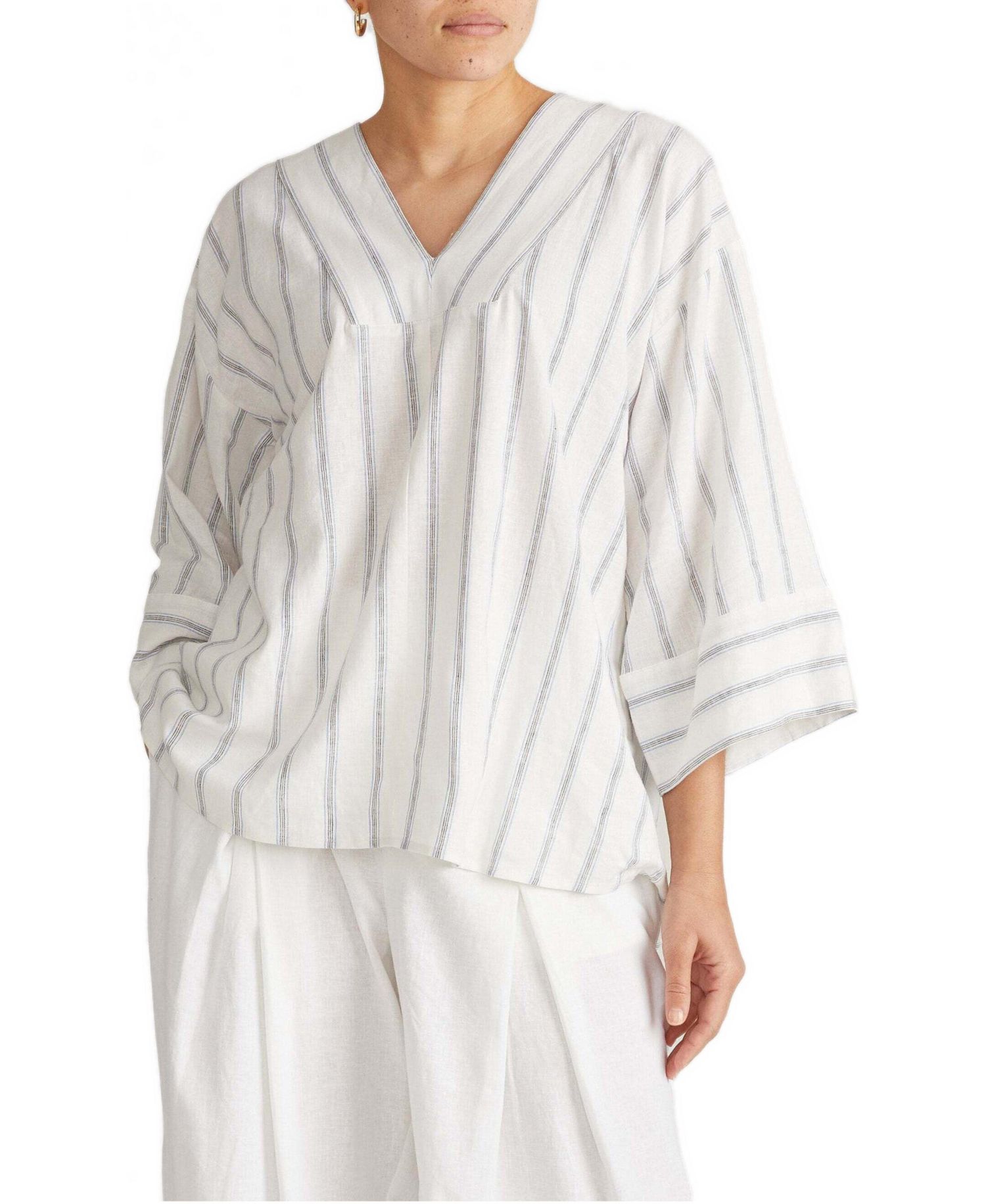 Plus Size Elio V-Neck Linen Top