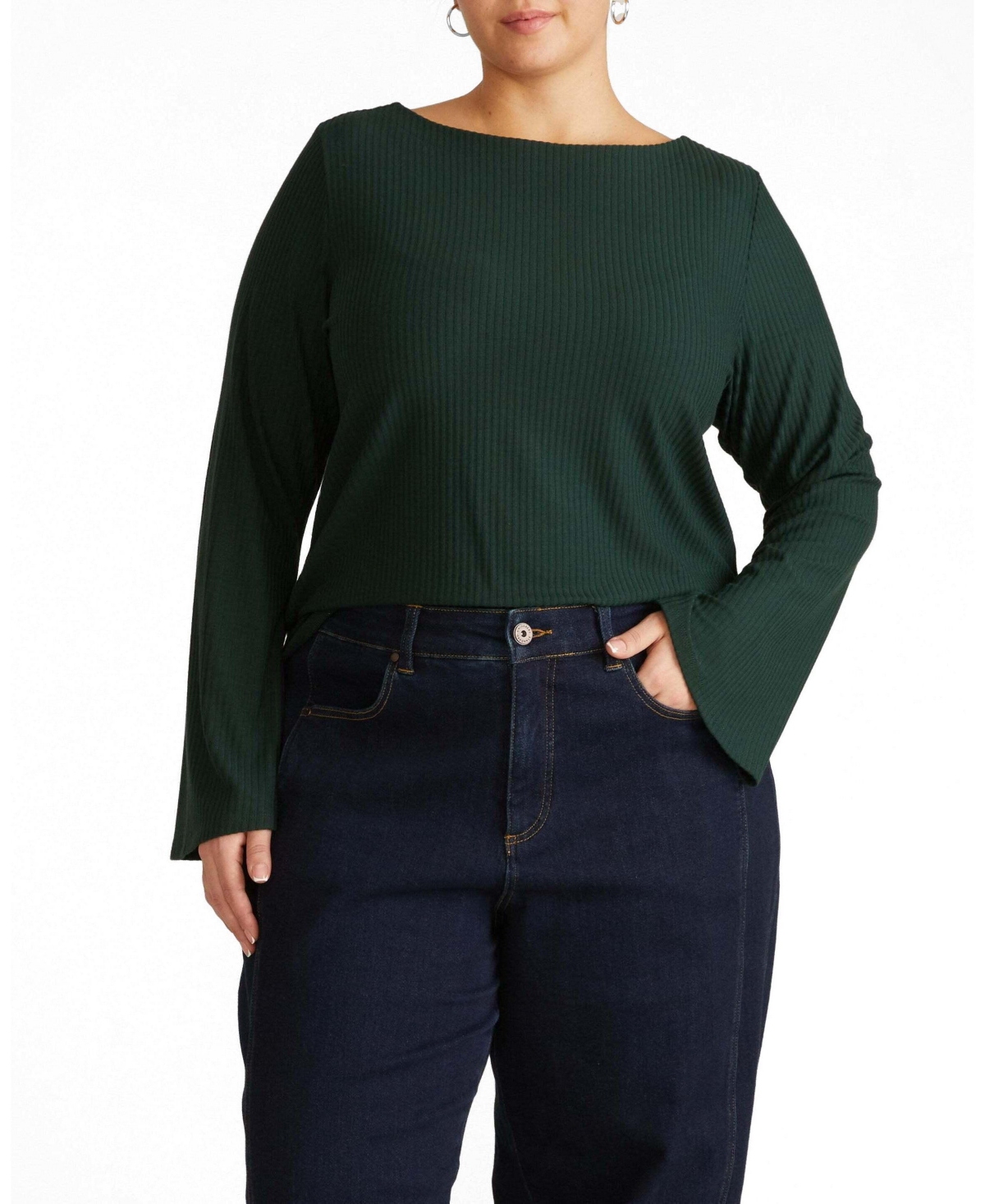 Universal Standard Plus Yasmin Flare Sleeve Ribbed Top