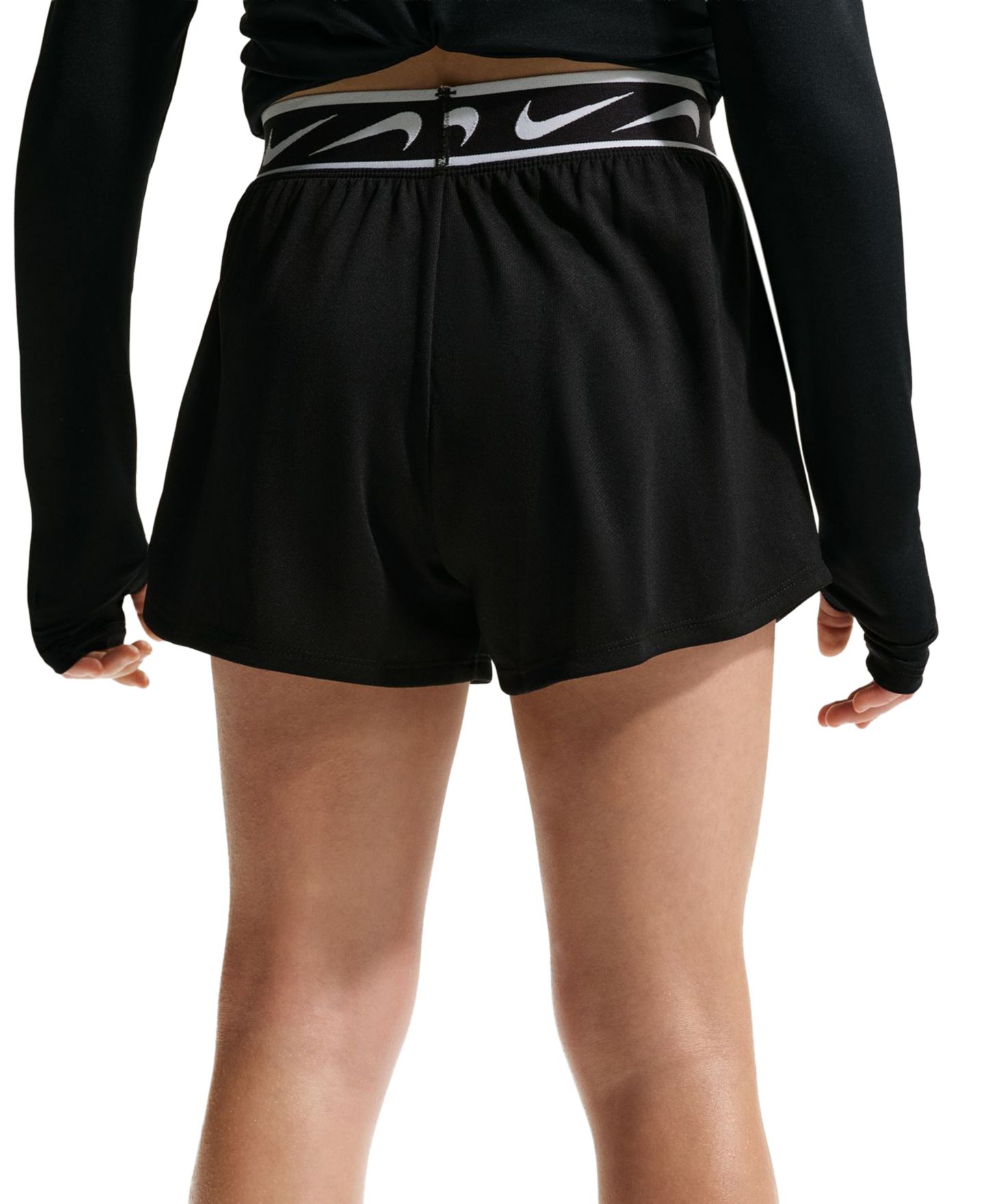 Шорты Nike Dri-Fit Mid-Rise Running Shorts для девочек, цвет: Чёрный / Белый — фото 4