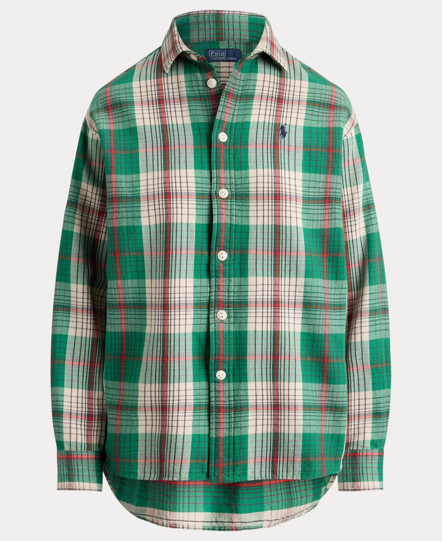 Женская рубашка Polo Ralph Lauren Cotton Twill Woven Collared, цвет: Зелёный кремовый разноцветный — фото 7