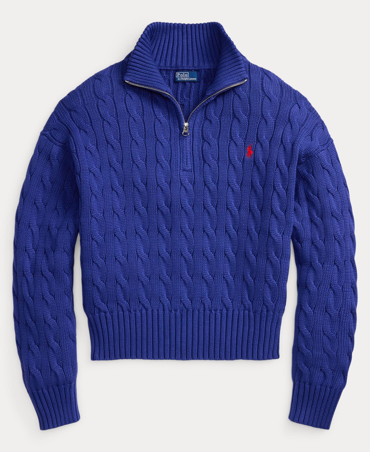 Женский свитер Polo Ralph Lauren Cable-Knit Cotton Quarter-Zip, цвет: Синий — фото 5