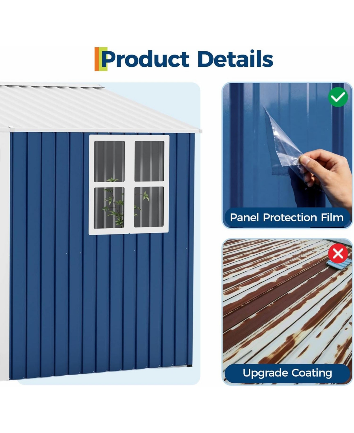 gaomon 10x8 Feet Outdoor Storage Shed, Metal Garden Shed with Lockable Doors/Cross Windows, Weather-Resistant Galvanized Steel Shed with Gable Roof