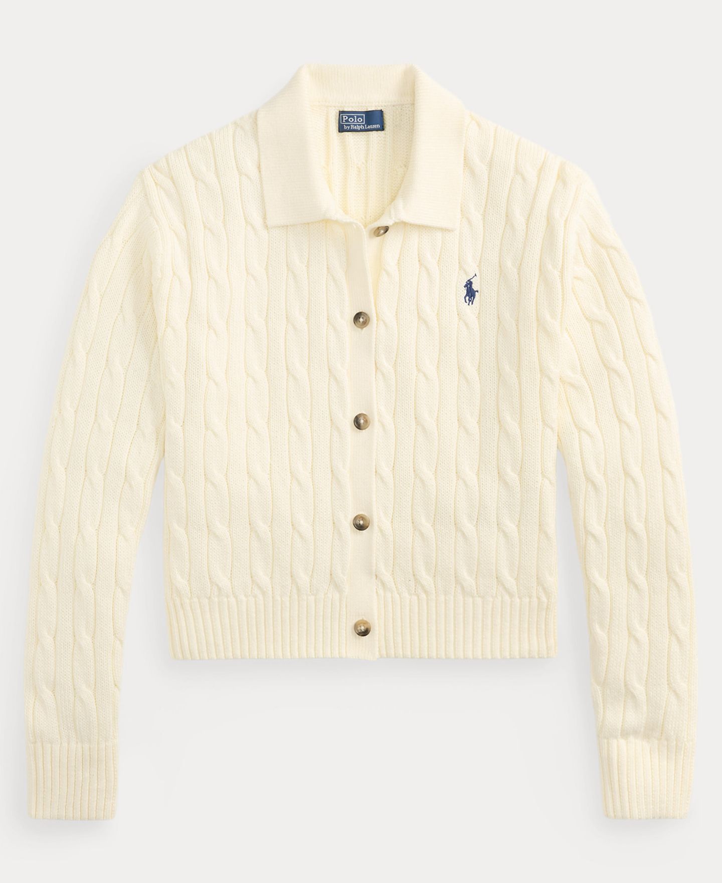 Женский кардиган Polo Ralph Lauren Polo Collar Long-Sleeve, цвет: Кремовый — фото 5