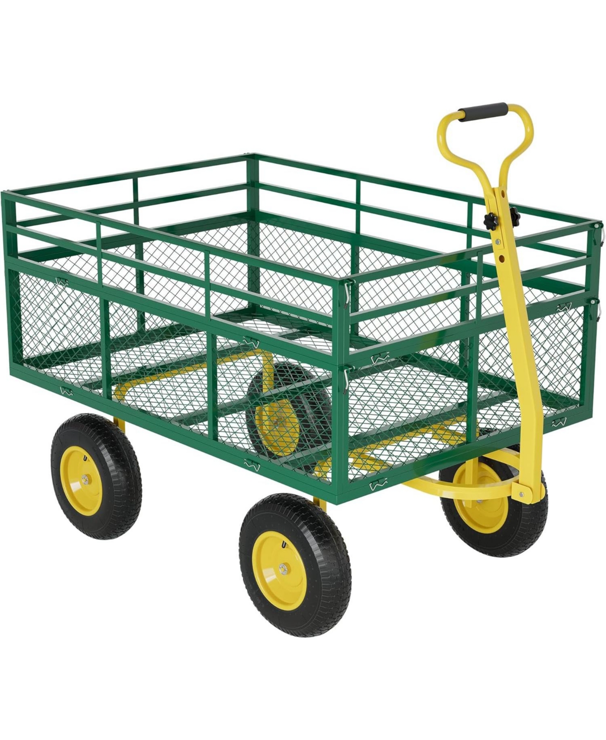 gaomon 1400 Lbs Heavy-Duty Steel Garden Cart 3-in-1 Wagon with 13-Inch All-Terrain Tires Rotating Handle and Removable Mesh Sides for Outdoor