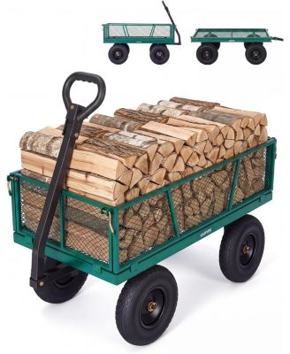 1200 lbs Heavy Duty Steel Garden Cart with Removable Mesh Sides 13inch All-Terrain Pneumatic Tires Utility Wagon with 180 Rotating