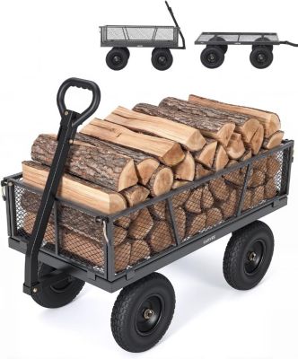 1200 lbs Heavy Duty Steel Garden Cart with Removable Mesh Sides 13inch All-Terrain Pneumatic Tires Utility Wagon with 180 Rotating