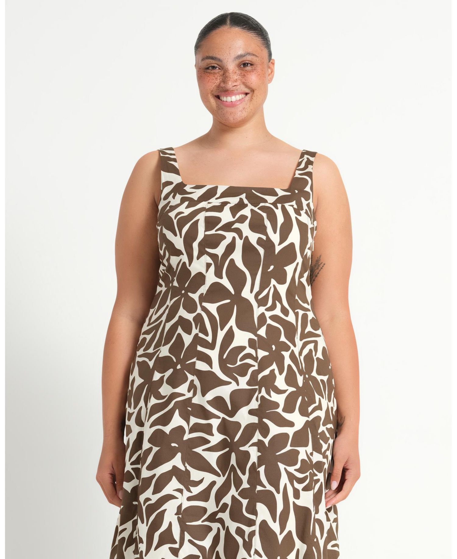 Plus Size Sylvia Square-Neck Midi Dress