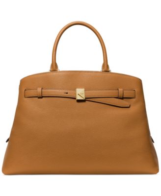 Deco Extra-Large Pebbled Leather Satchel Handbag