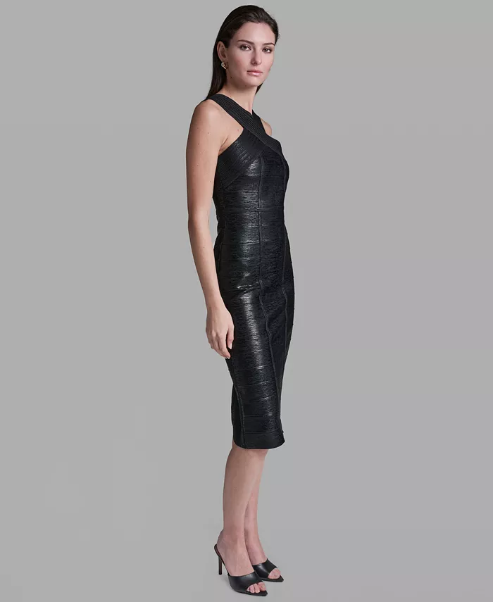 Women's Black Bandage Midi Dress - thumbnail 2