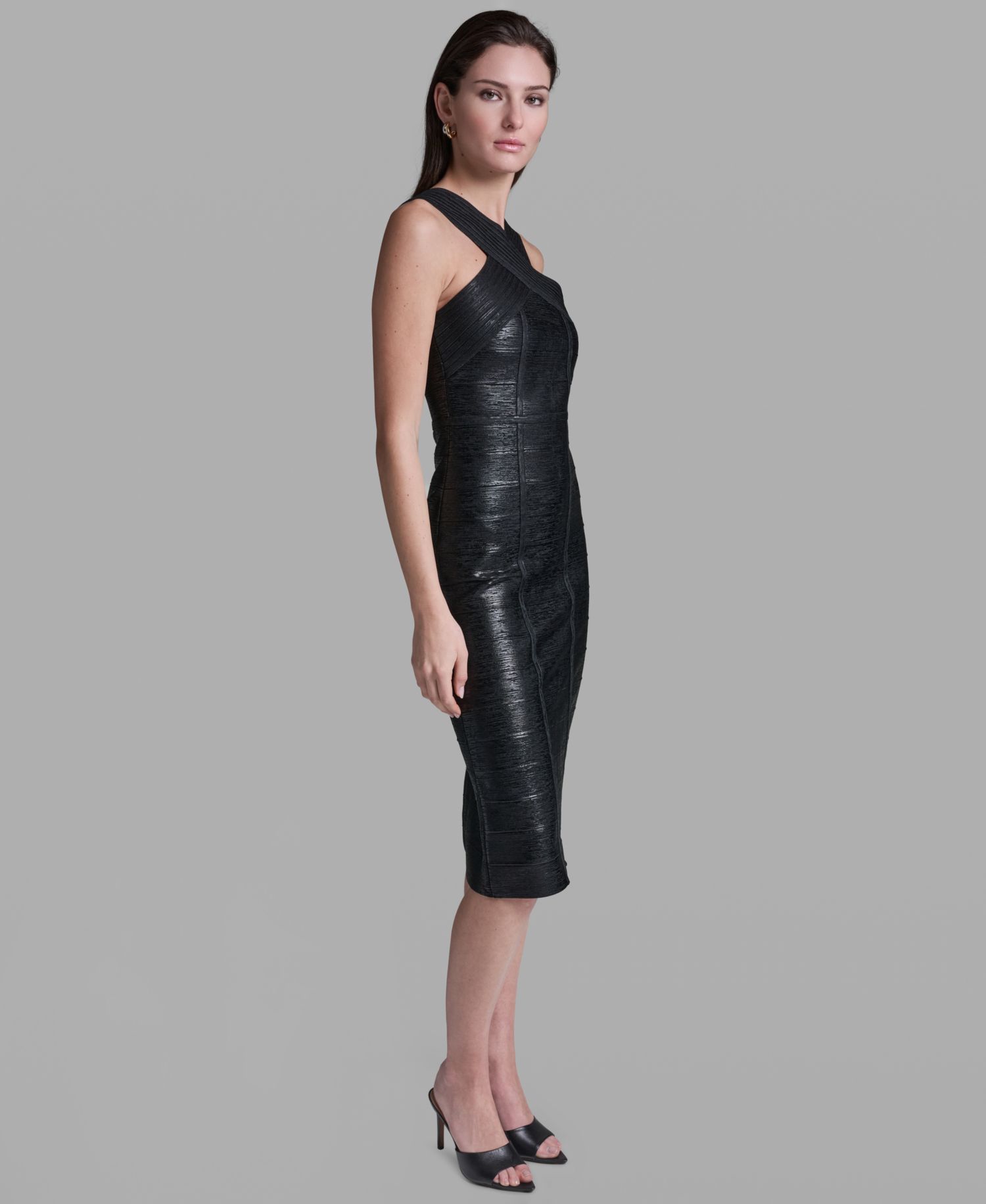 Women's Black Bandage Midi Dress
