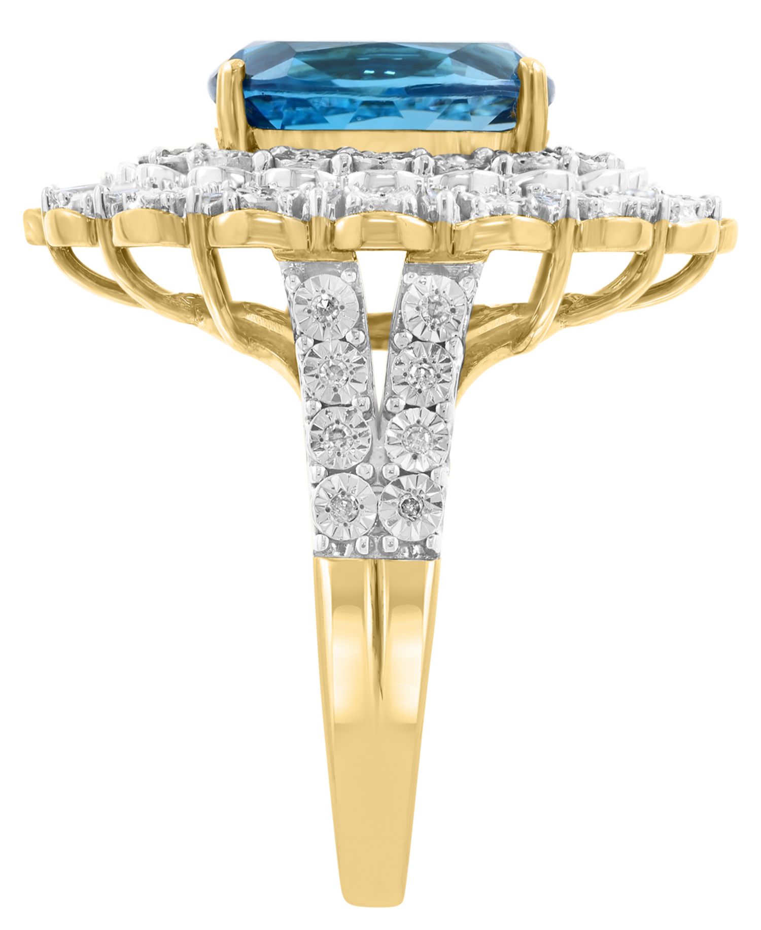 London Blue Topaz (4-1/4 ct. t.w.) & Diamond (1/4 ct. t.w.) Ring in Gold Over Sterling Silver