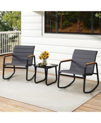 3 Piece Outdoor Rocking Bistro Set Porch Rocker Chairs
