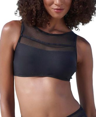 Women's Scoop Neck Mesh Detail Bikini Swimsuit Top Bra Sizing