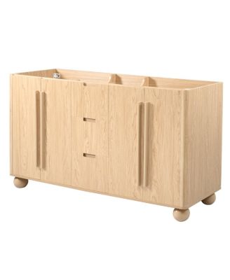 58 Inch Double Sink Bathroom Vanity Cabinet, Modern Wood Grain Freestanding, Soft Close Drawers, Cabinet Base Only
