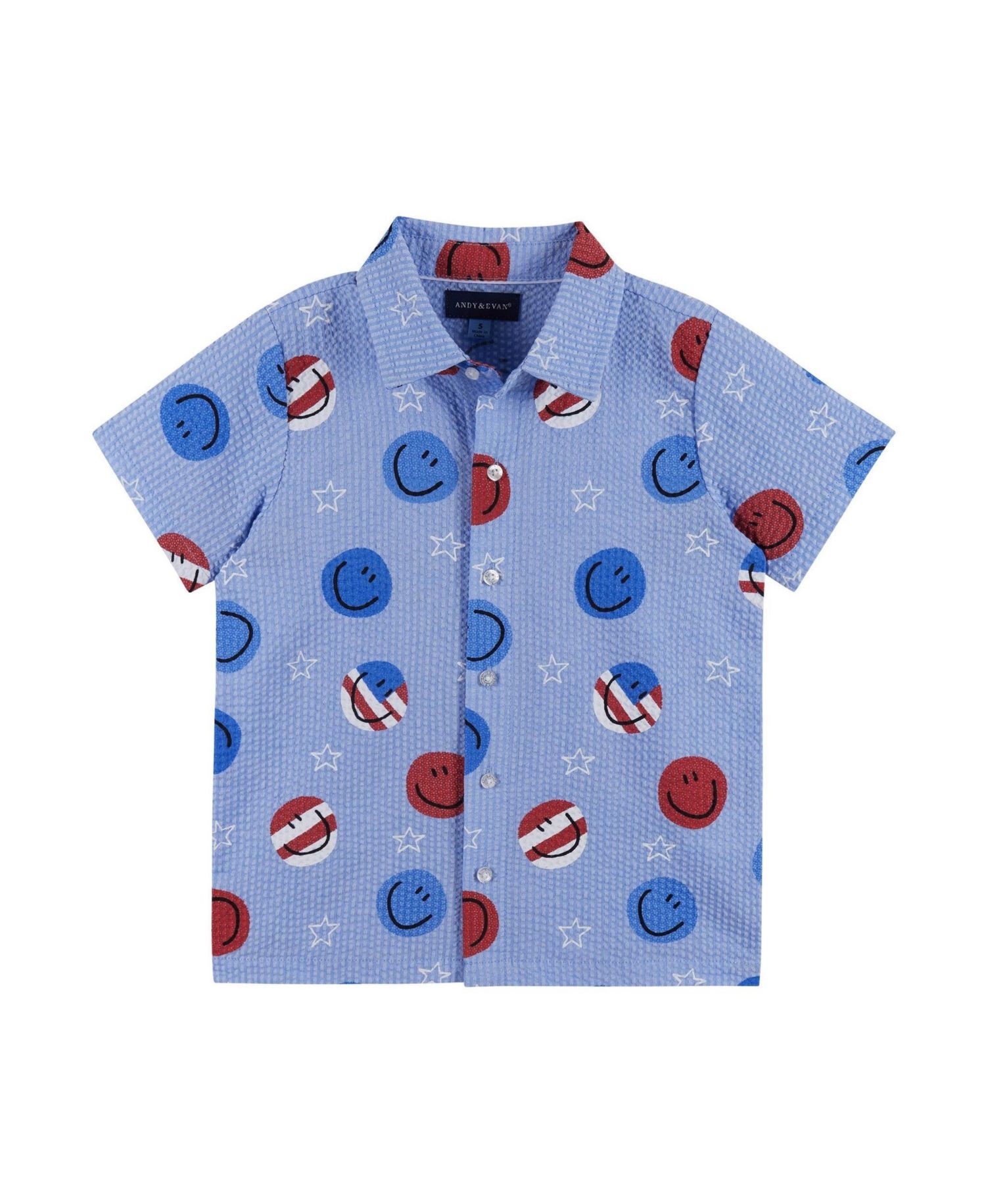 Toddler Boys Short Sleeve Patriotic Smile Seersucker Set