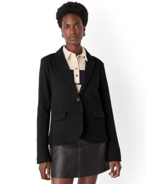 Женский пиджак Whistles Slim Jersey Blazer, цвет: Чёрный