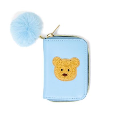 Girls Teddy Pom Pom Zip Wallet