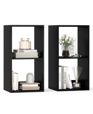 2PCS 2-Cube Bookshelf Modern Vertical Bookcase with Anti-tipping Kits