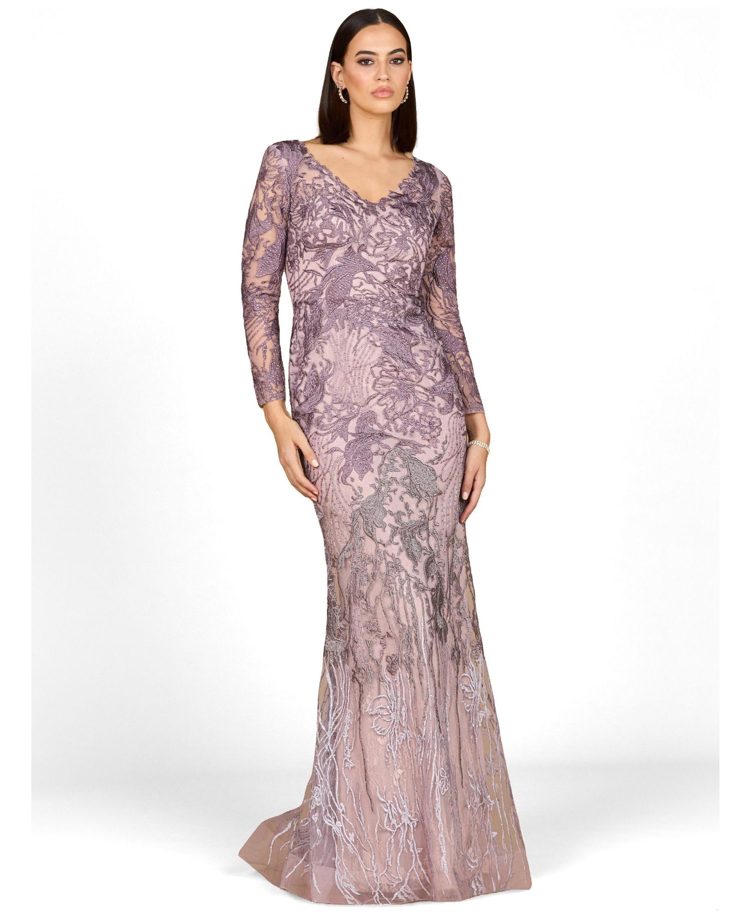 Women's Long Sleeve V-Neck Mermaid Gown