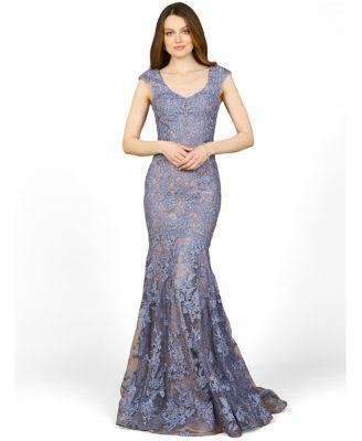 Women's Sleeveless Mermaid Lace Embroidered Gown