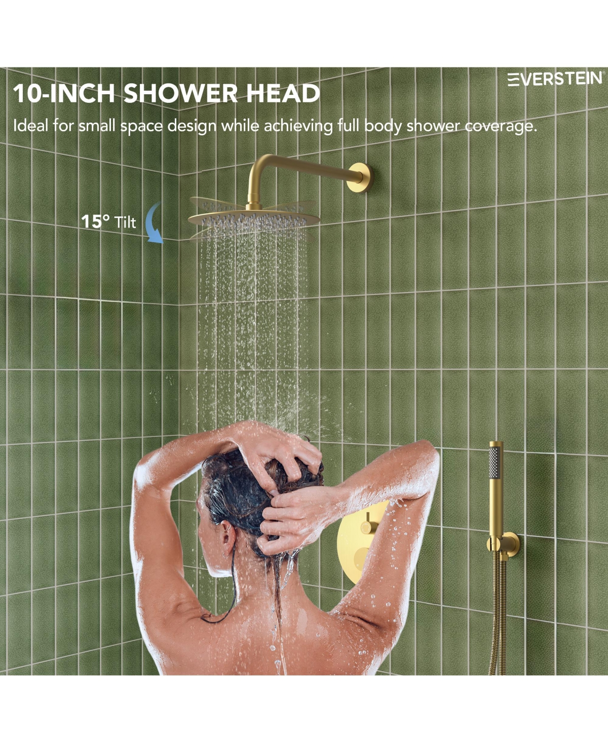 Everstrein Wall Mount 3-Functions Shower Head System 10" Shower Faucet Set with Tub Faucet Spout 1.8/2.5 Gpm
