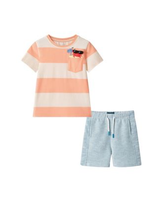 Toddler Boys Toddler/Child Striped Crab Graphic Pocket Tee Set