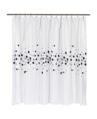 Fashions Dots Fabric Shower Curtain with Free Hooks